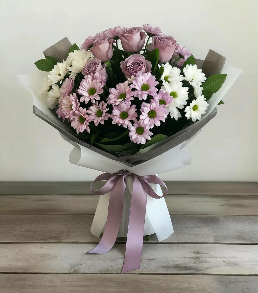 Букет цветов из: Хризантемы и Розы в Чечулино
