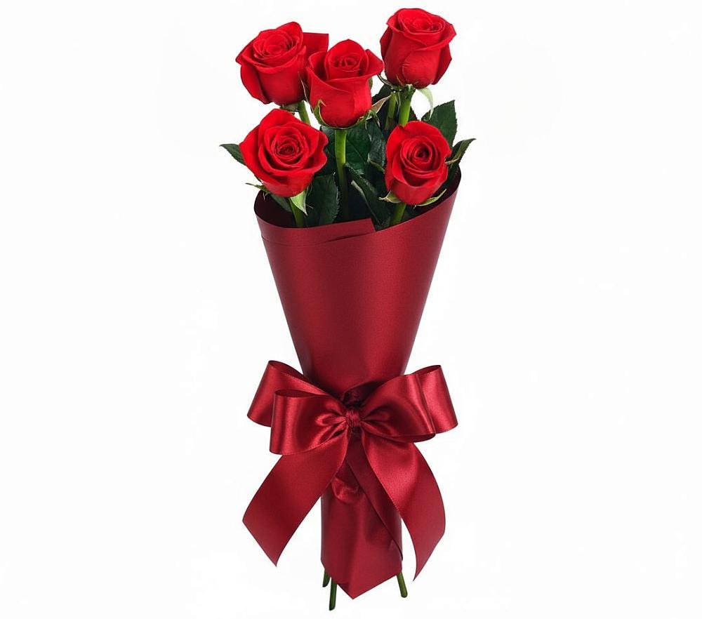 Букет 5 Красных роз Эдлесс Лав в Чечулино