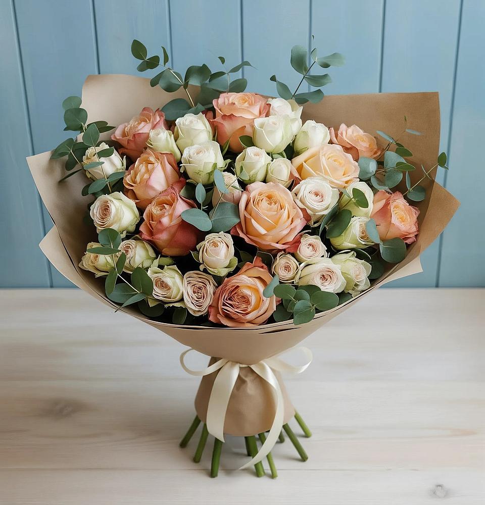 Букет цветов из: Альстромерии и Розы в Чечулино