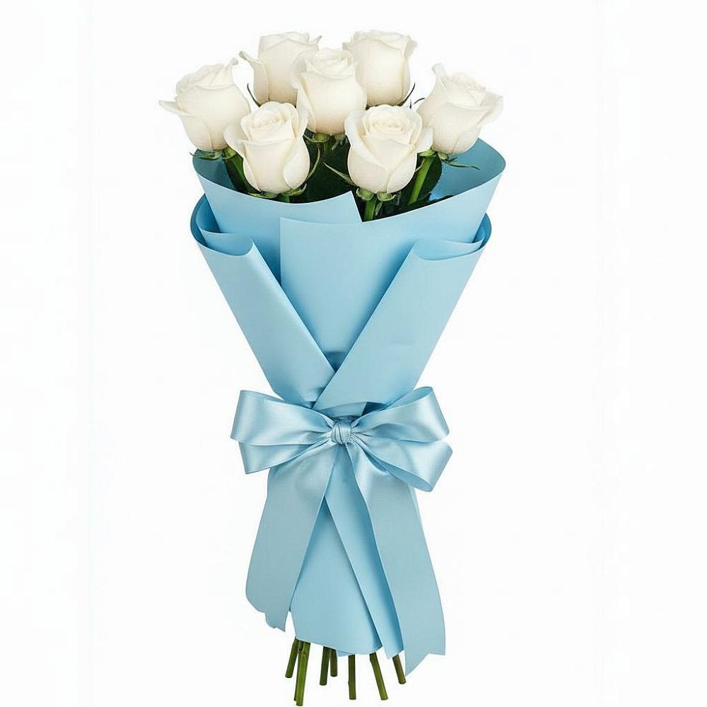 Букет 7 белых роз Проуд в Чечулино