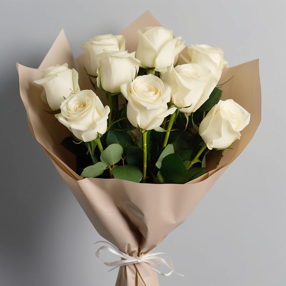 Букет 9 Белых роз Эдлесс Лав в Чечулино