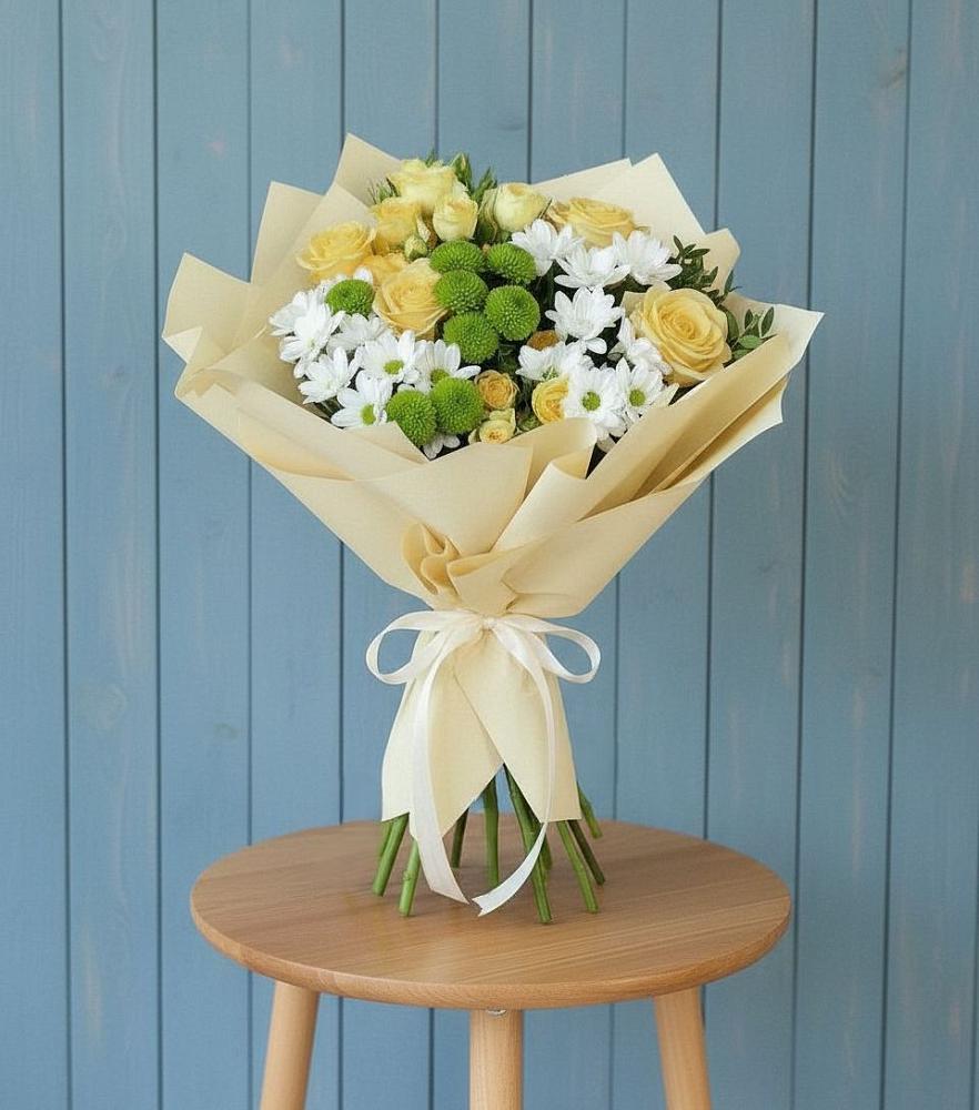 Букет цветов из: Хризантемы и Розы в Чечулино