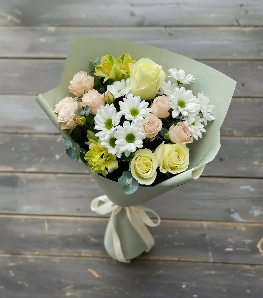 Букет цветов из: Альстромерии, Розы и Хризантемы в Чечулино