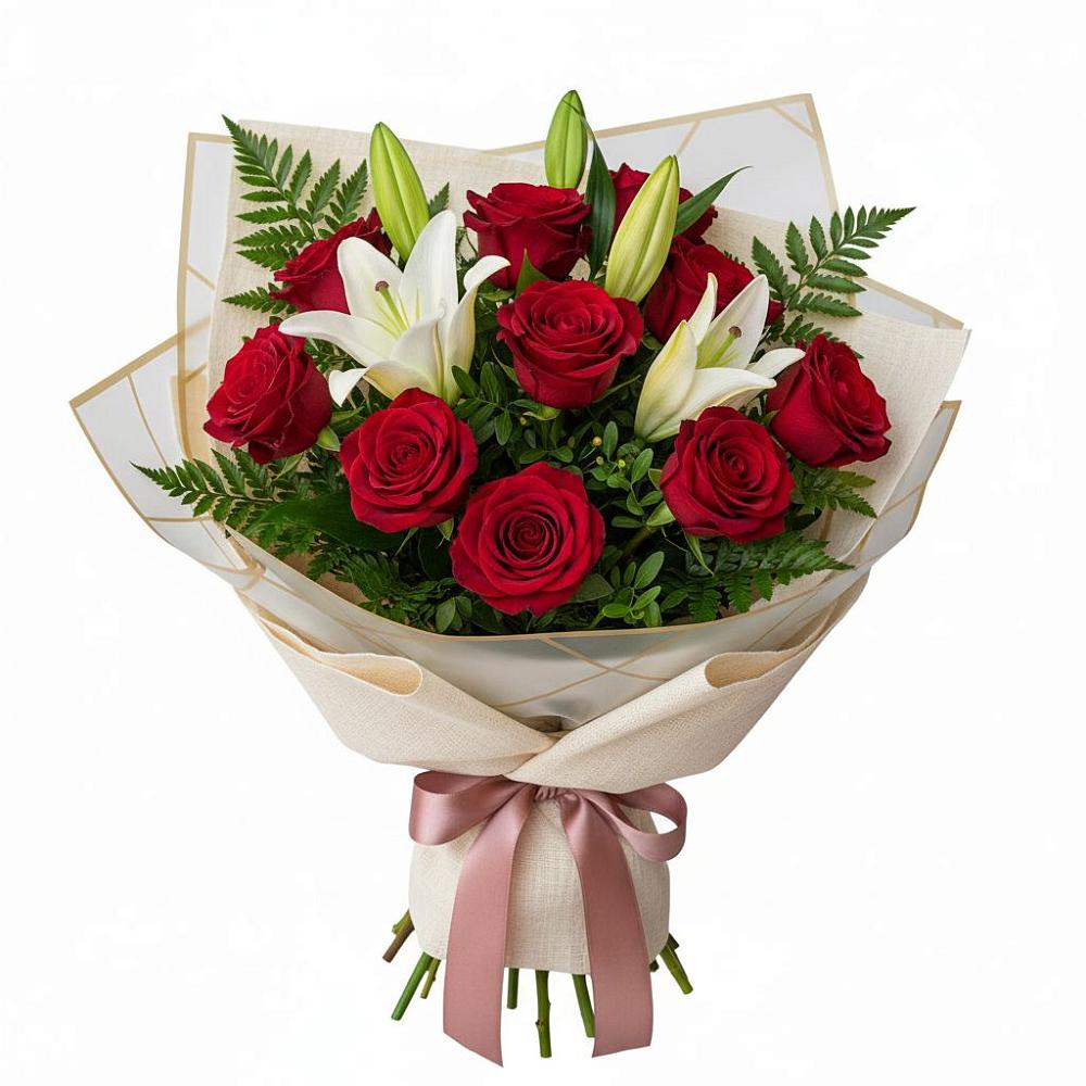 Букет цветов из: Лилии и Розы в Чечулино