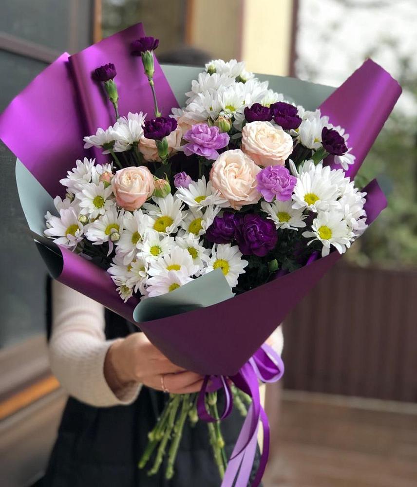 Букет цветов из: Хризантемы, Гвоздики и Розы в Чечулино