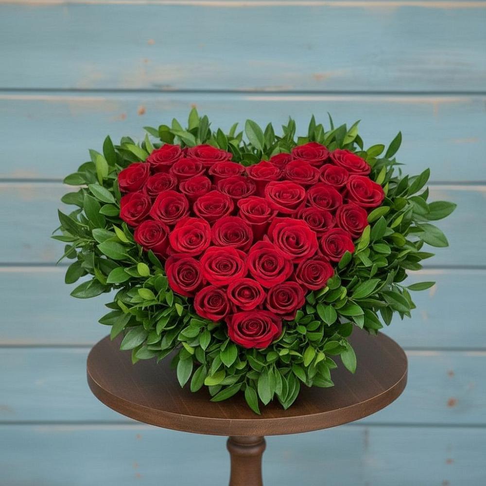 Цветочная композиция из Розы в виде сердца в Чечулино