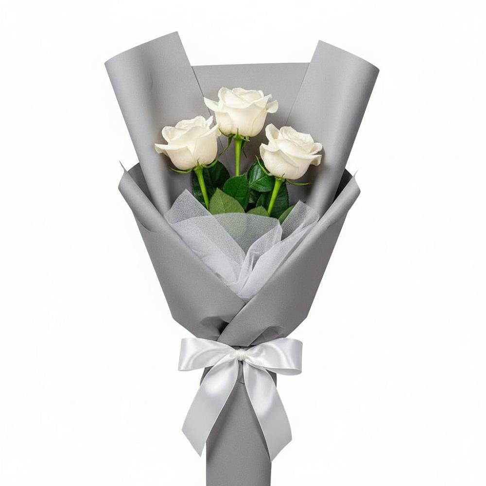 Букет 3 белые розы в Чечулино