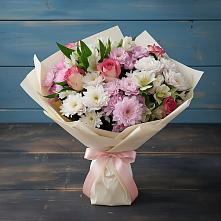 Букет цветов из:  Хризантемы, Альстромерии и Розы в Чечулино