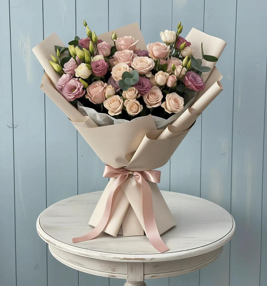 Букет цветов из: Розы и Лизиантусы в Чечулино