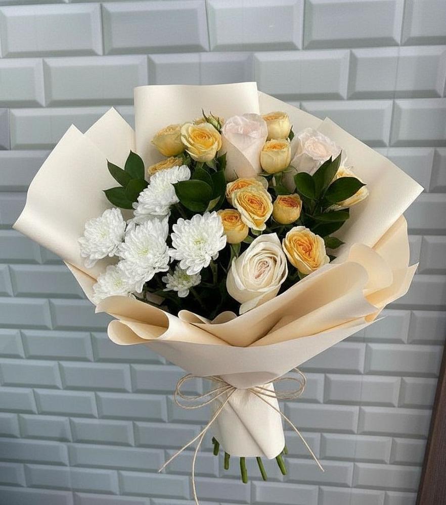 Букет цветов из: Розы и Хризантемы в Чечулино