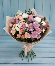 Букет цветов из:  Хризантемы, Розы и Альстромерии в Чечулино