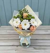 Букет цветов из:  Герберы, Розы и Хризантемы в Чечулино