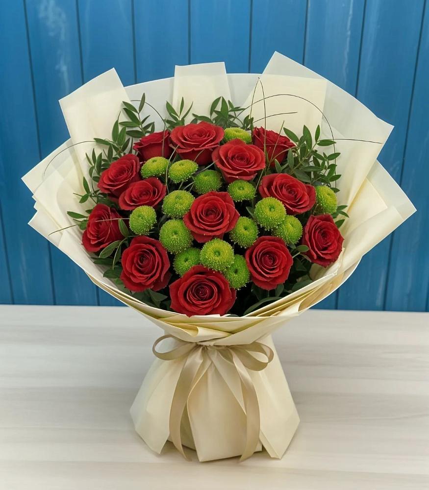 Букет цветов из: Розы и Хризантемы в Чечулино