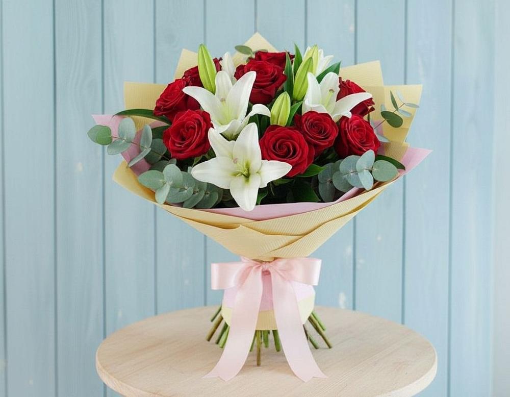 Букет цветов из: Лилии и Розы в Чечулино